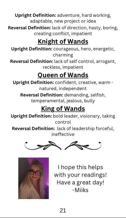 Printable : Tarot Definition Booklet (21 pages) / PDF File