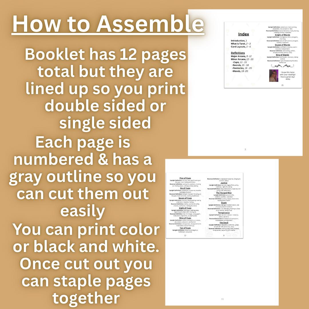 Printable : Tarot Definition Booklet (21 pages) / PDF File