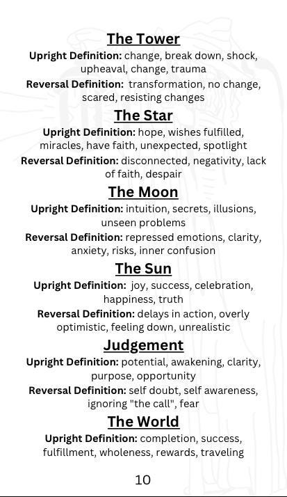 Printable : Tarot Definition Booklet (21 pages) / PDF File